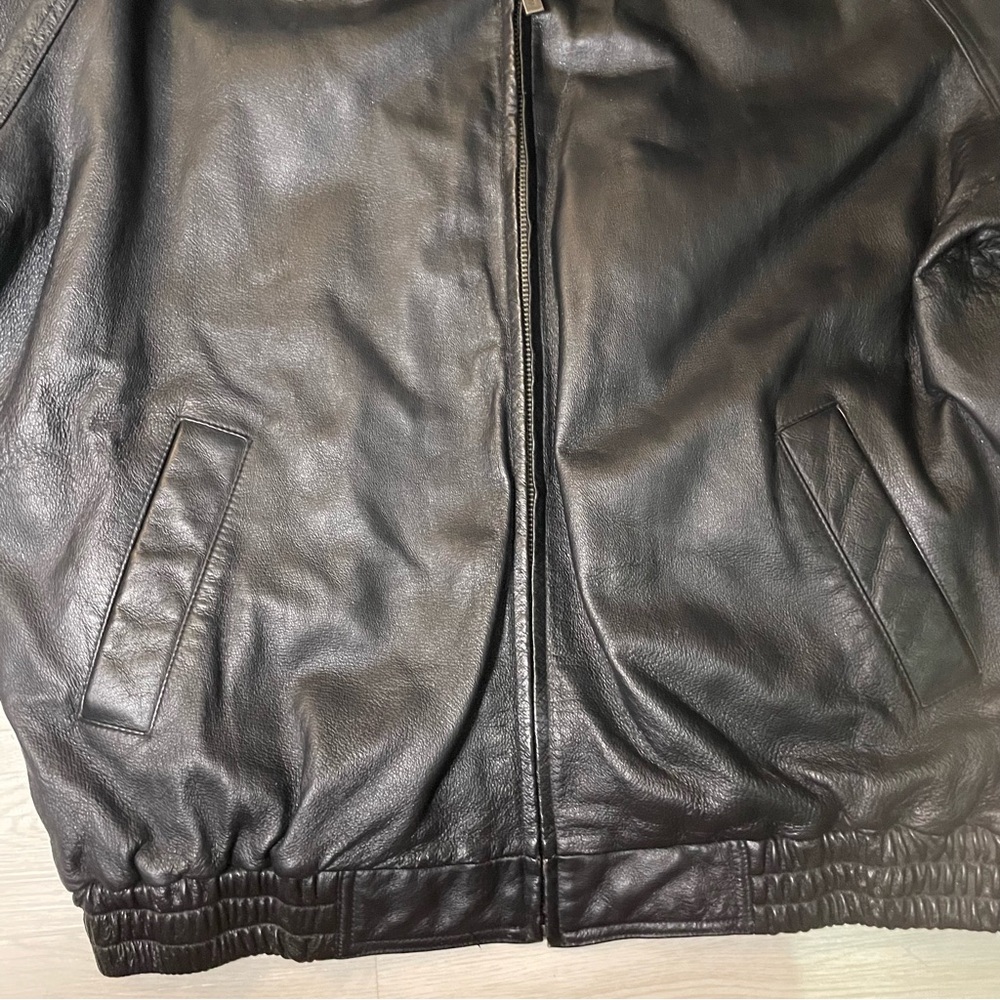 Leathers Mans Leather Jacket 2x Black Zipper Jacket Inner Pocket EUC Vintage - Picture 6 of 7